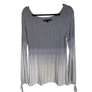 White House Black Market Women’s Size L Gray Sweater Gold Metallic Detail, Ties